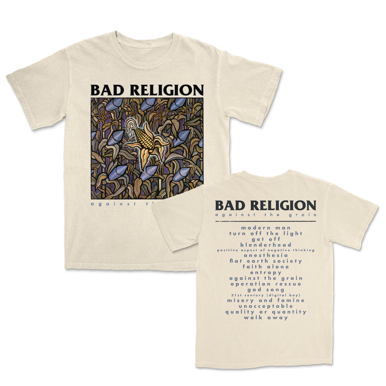 Bad Religion - Against The Grain Track List T-Shirt (Ivory 
