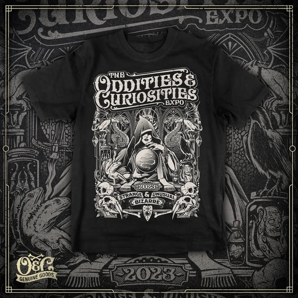 The Oddities & Curiosities Expo - Crystal Ball 2023 T-Shirt (Black)