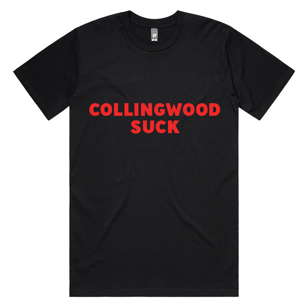 You Suck Merch - Collingwood Suck T-Shirt (Essendon Black & Red)