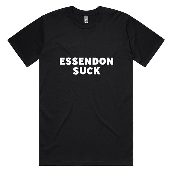 You Suck Merch - Essendon Suck T-Shirt (Collingwood Black & White)