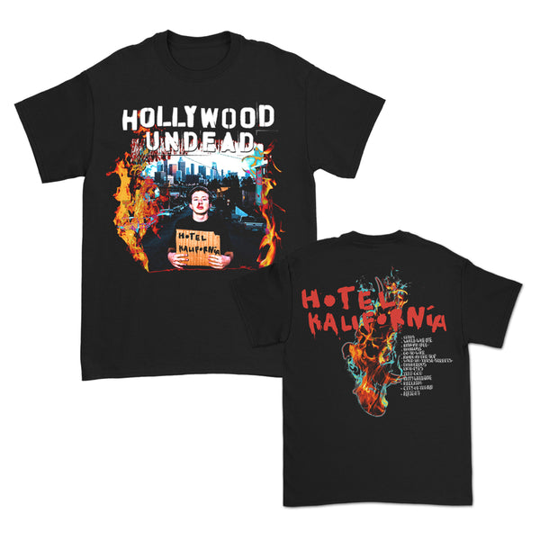 Hollywood Undead - Hotel Kalifornia Flames Tee (Black)