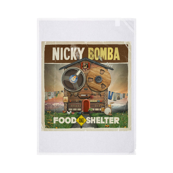 Nicky Bomba - Food And Shelter Tea Towel
