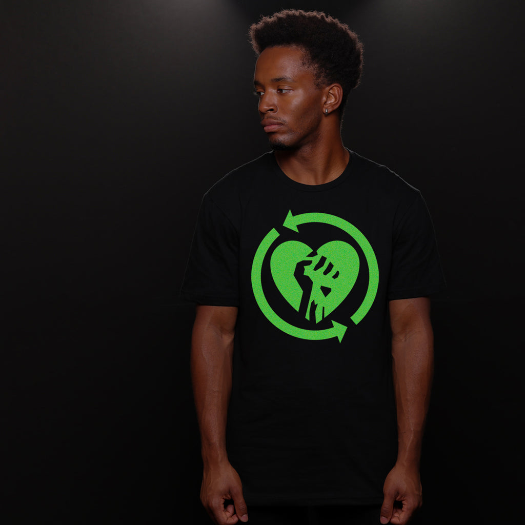 Rise Against - Heart Fist Flame Glow In the Dark T-Shirt (Black)