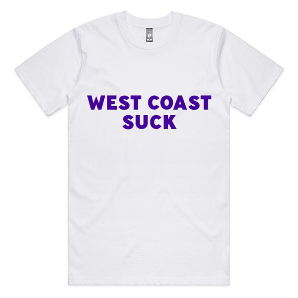 You Suck Merch - West Coast Suck T-Shirt (Fremantle White & Purple)
