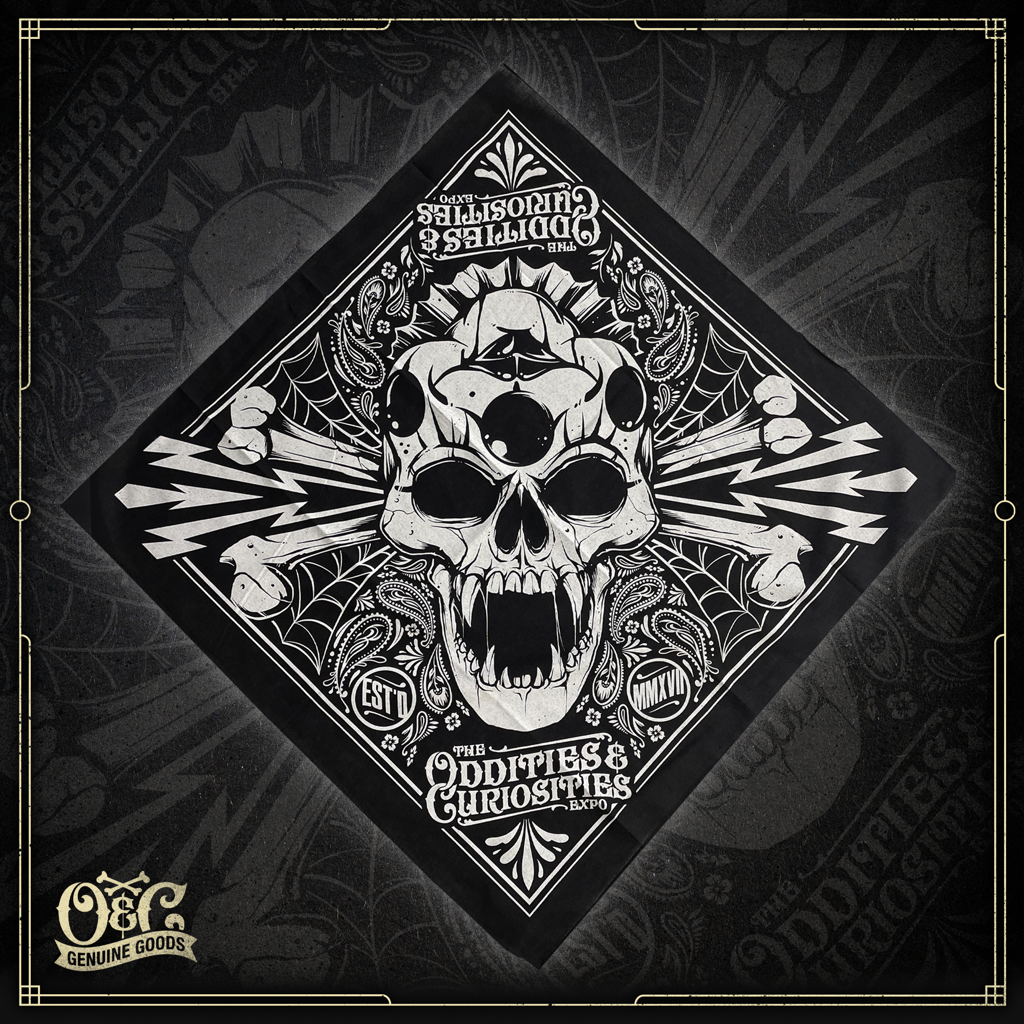 The Oddities & Curiosities Expo - Skull Bandana (Black)