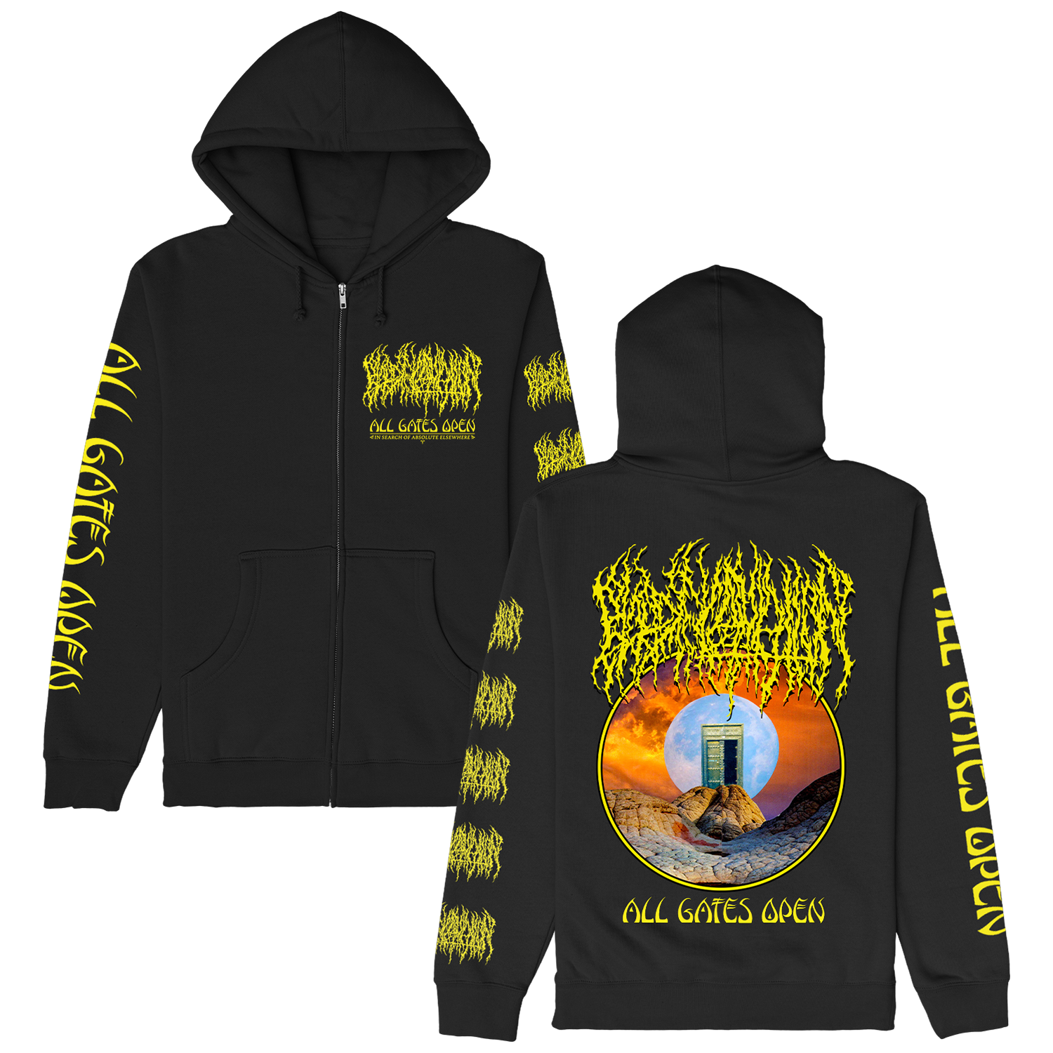 Blood Incantation - All Gates Open Zip Up Sweatshirt (Black)