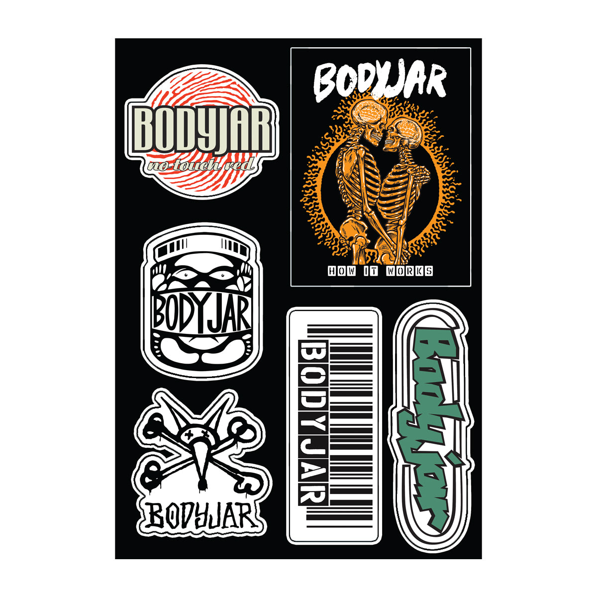 Bodyjar - Sticker Sheet (A4)