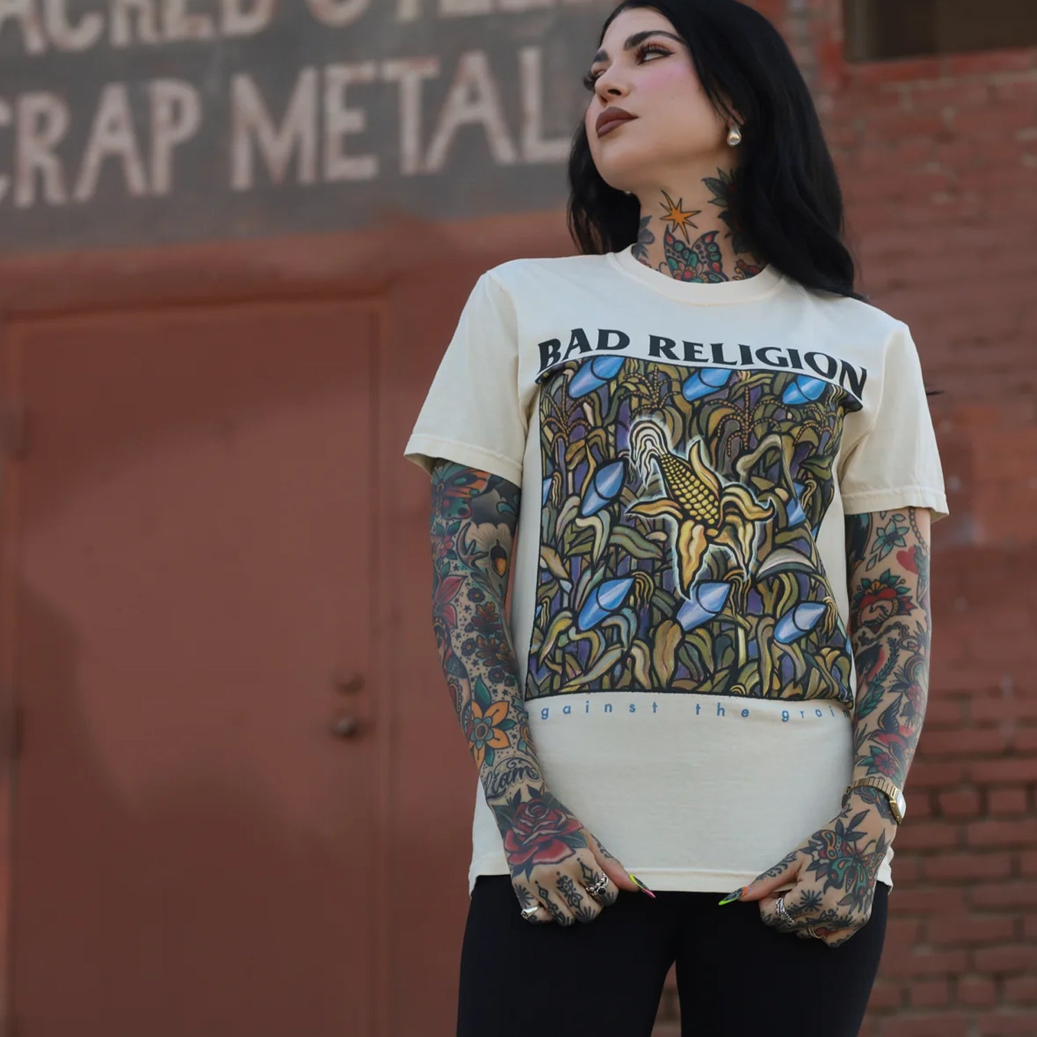 Bad Religion - Against The Grain Track List T-Shirt (Ivory