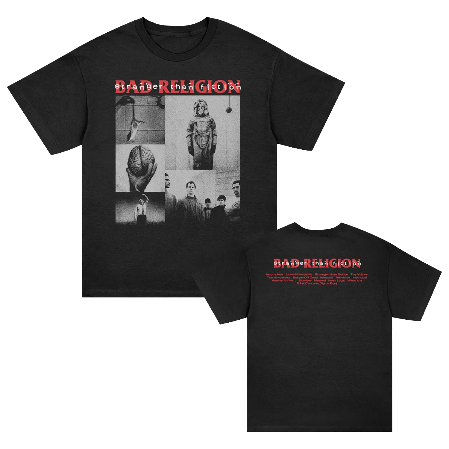 Bad Religion - Stranger Than Fiction Collage Track List T-Shirt (Black)