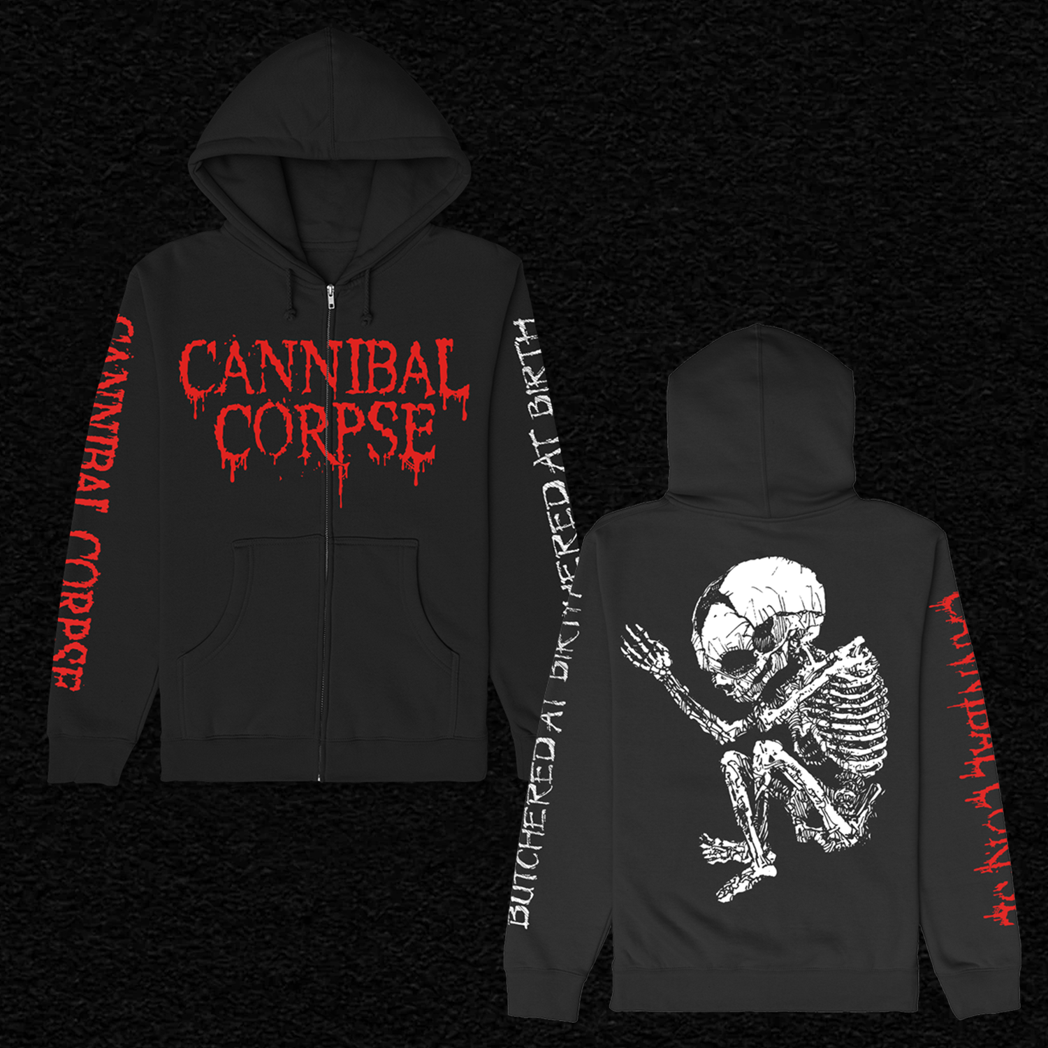 Cannibal Corpse - Butchered At Birth Fetus Zip Up Hoodie (Black)