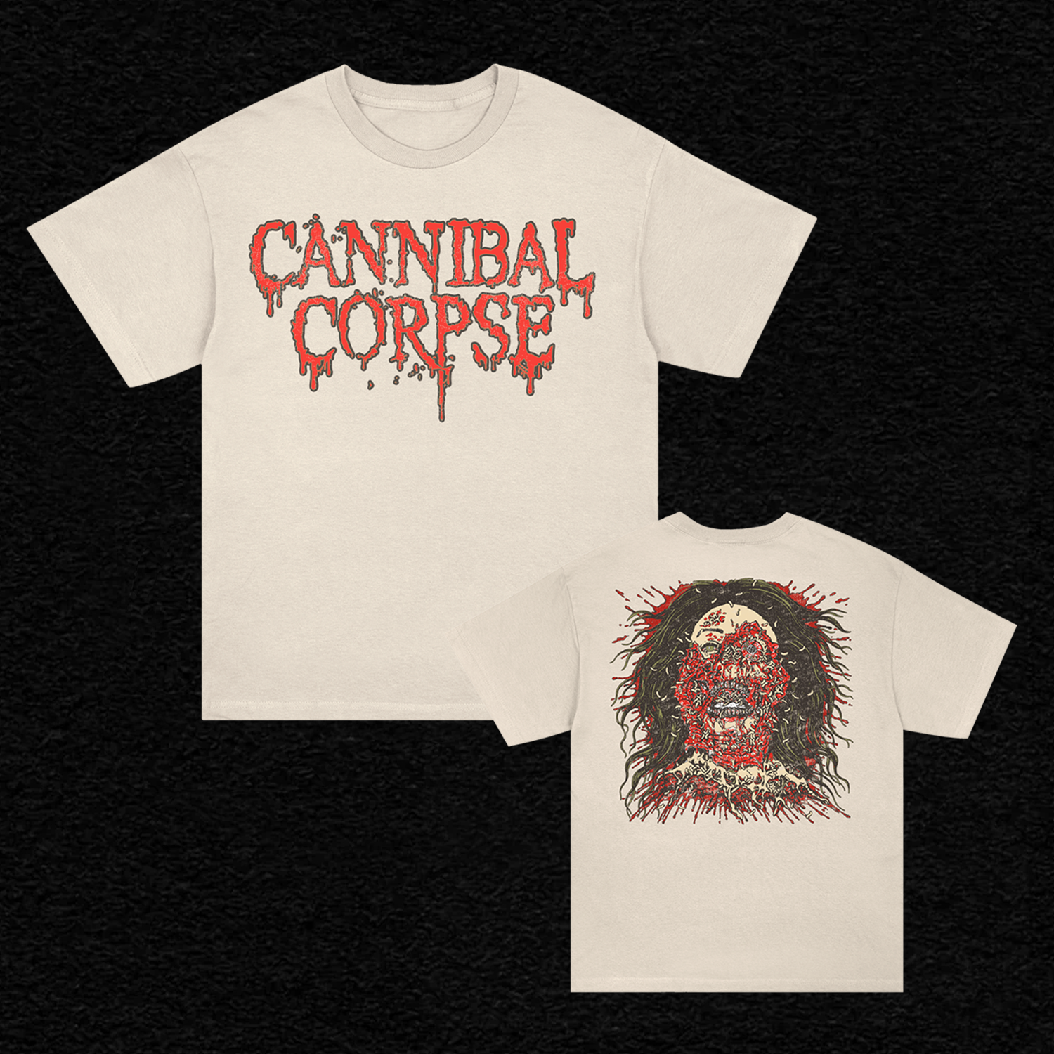 Cannibal Corpse - Logo Face Rot T-Shirt (Cream)