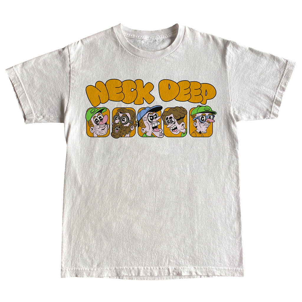 Neck Deep - Cartoon Band Member T-shirt (White)