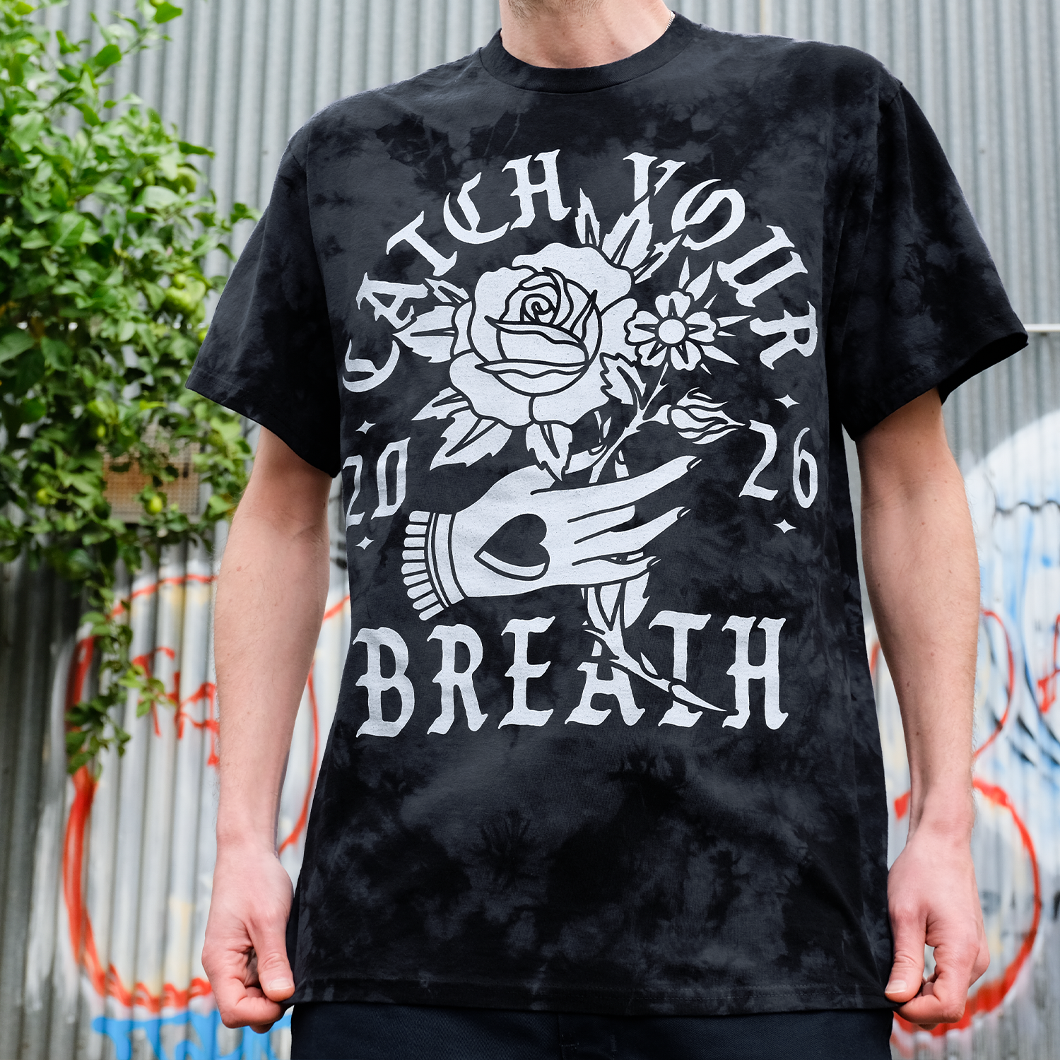 Catch Your Breath - Flower Hand T-Shirt (Crystal Black)