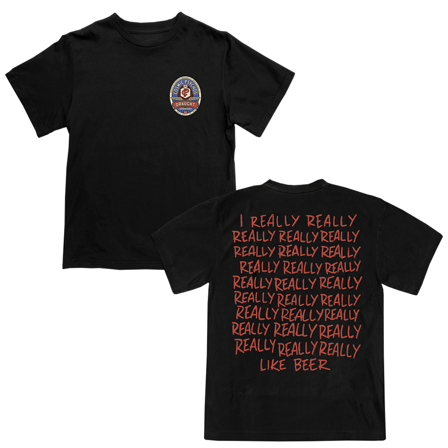 Cosmic Psychos - Beer Label T-Shirt (Black)