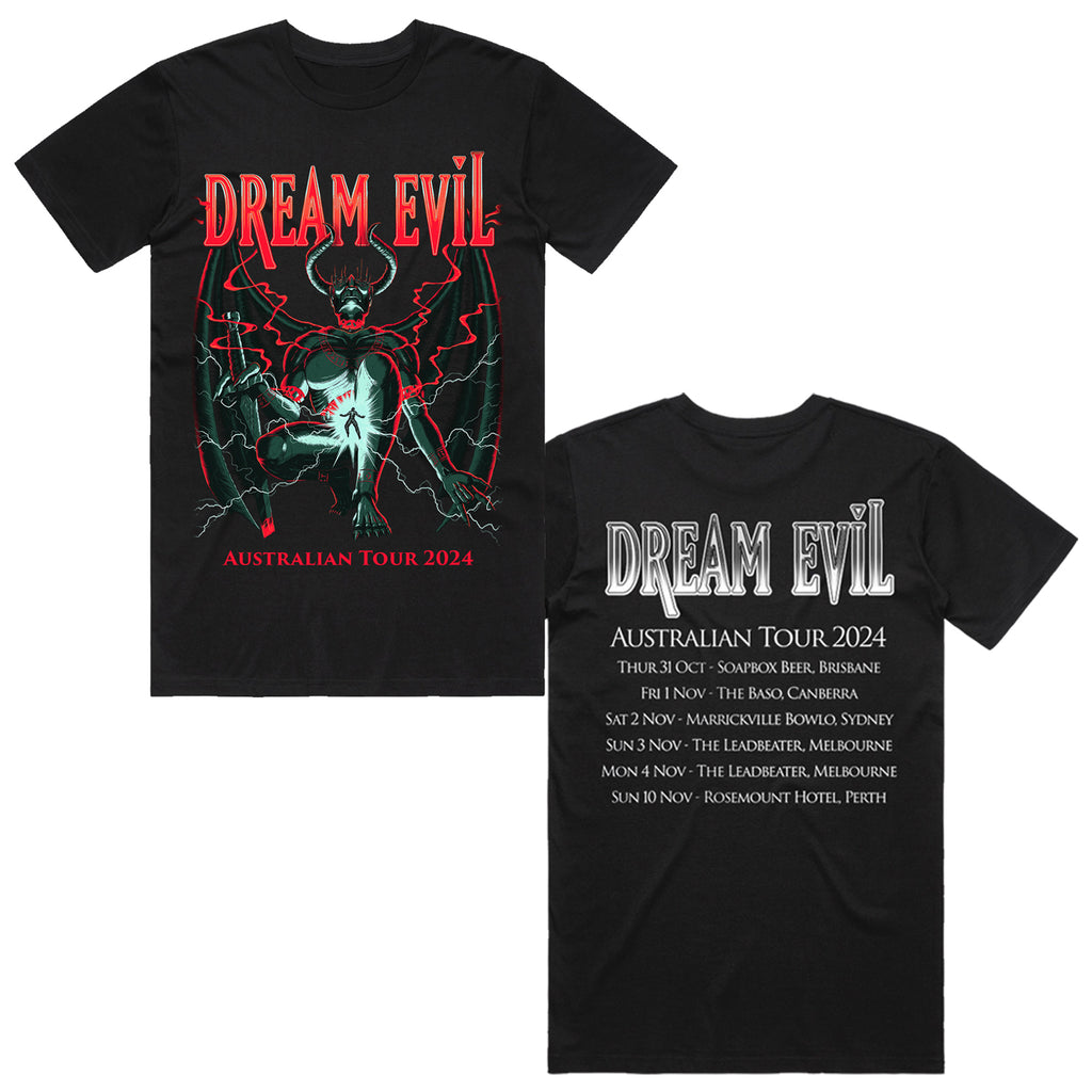 Dream Evil - Dream Evil Australian Tour 2024 T-Shirt (Black)