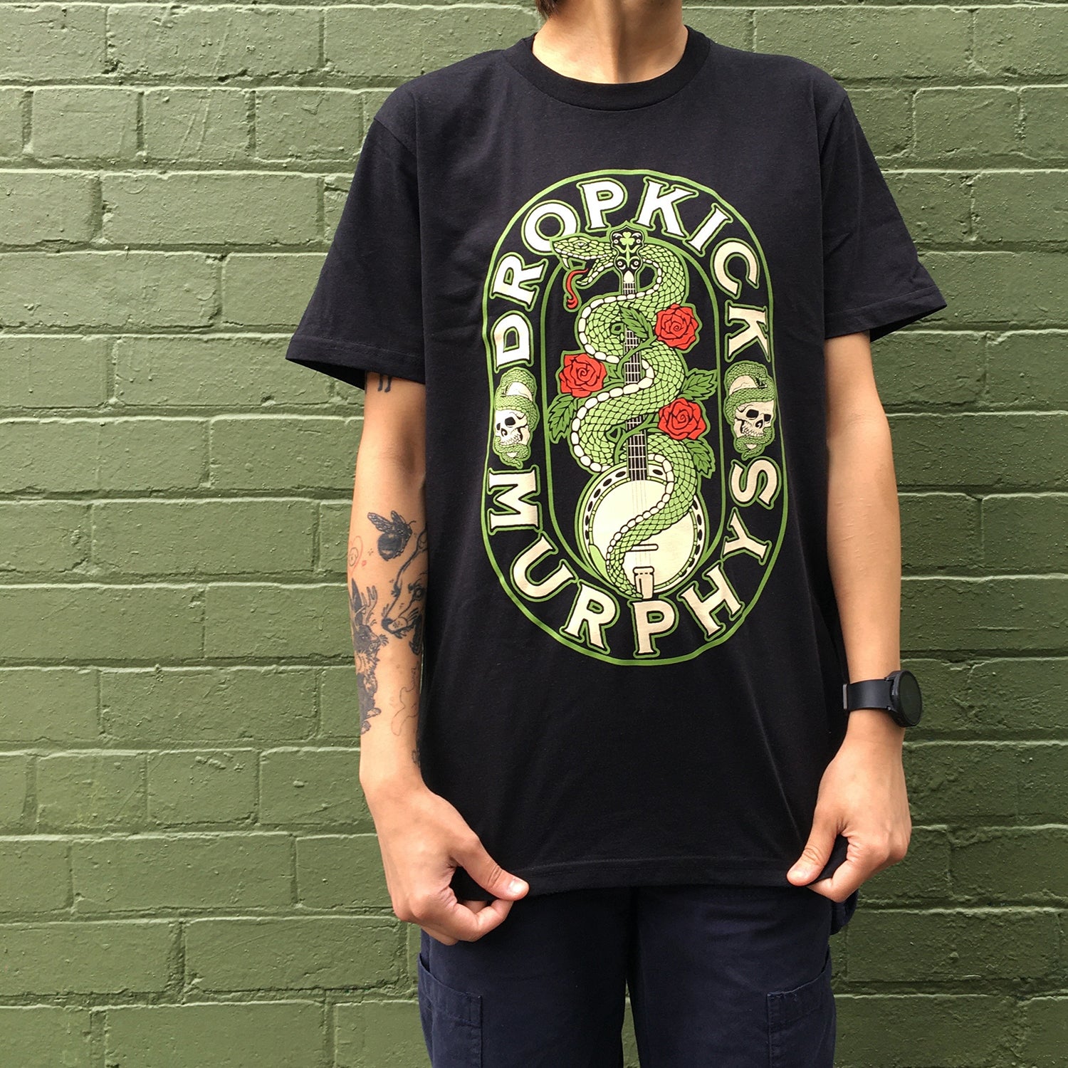 Dropkick Murphys - Snake Banjo Front Logo T-Shirt (Black Marle)