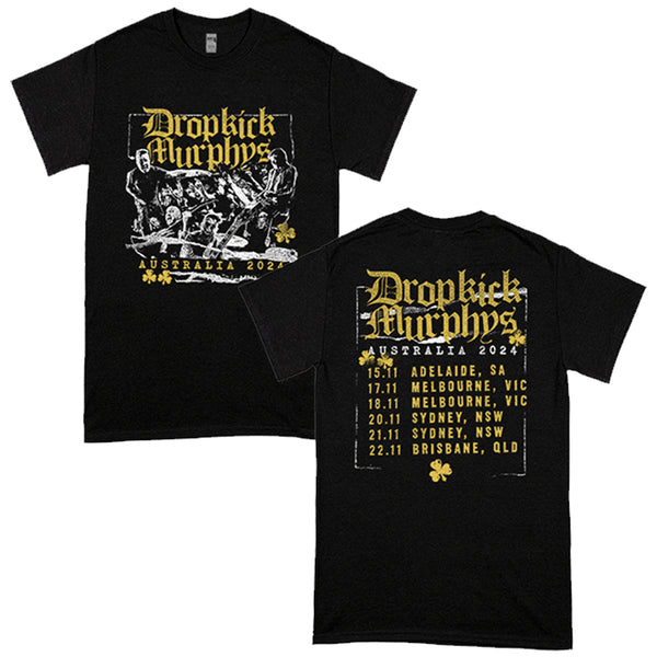 Dropkick Murphys – Australia 2024 Tour T-Shirt (Black)