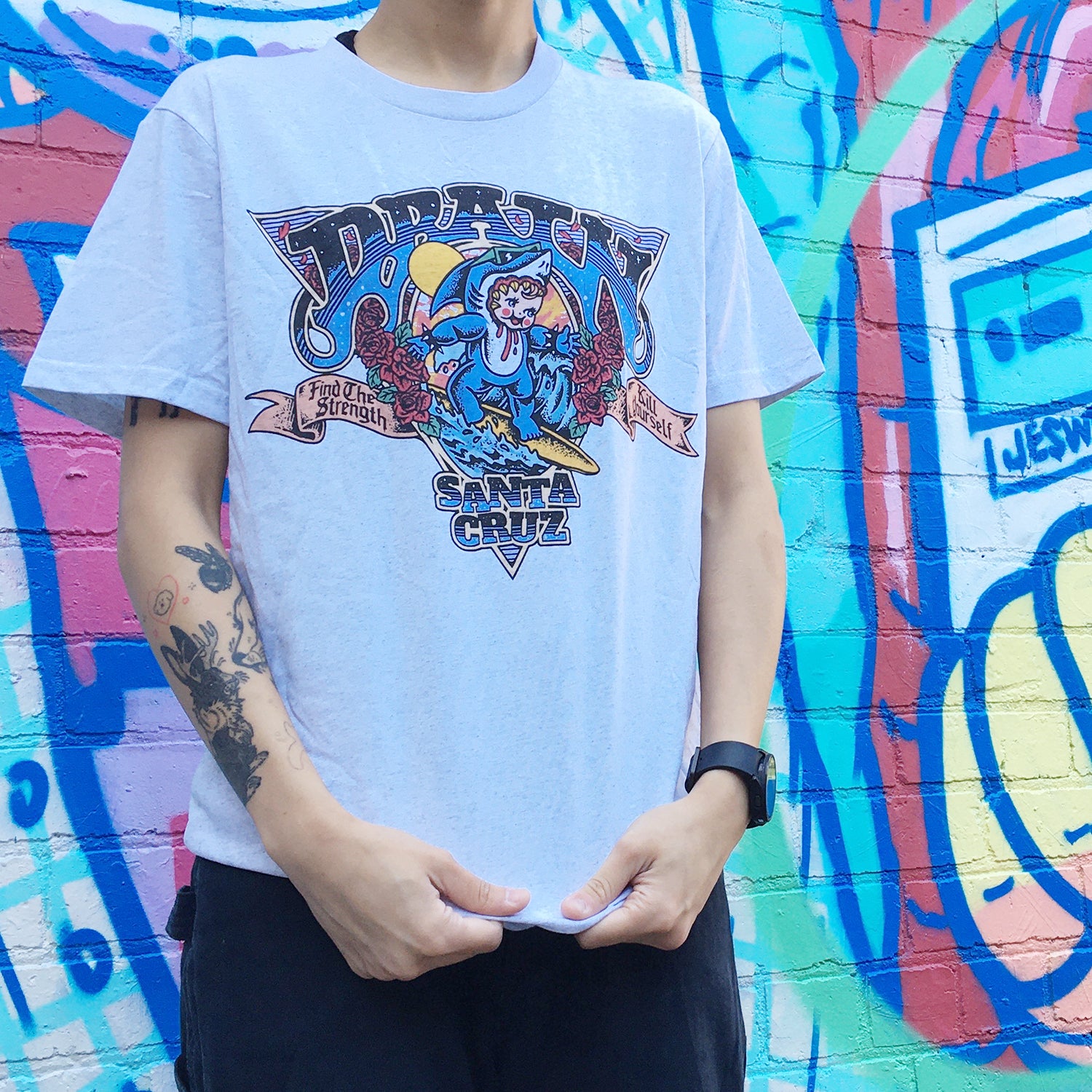 Drain - Surfin' Kewpie T-Shirt (White Marle)