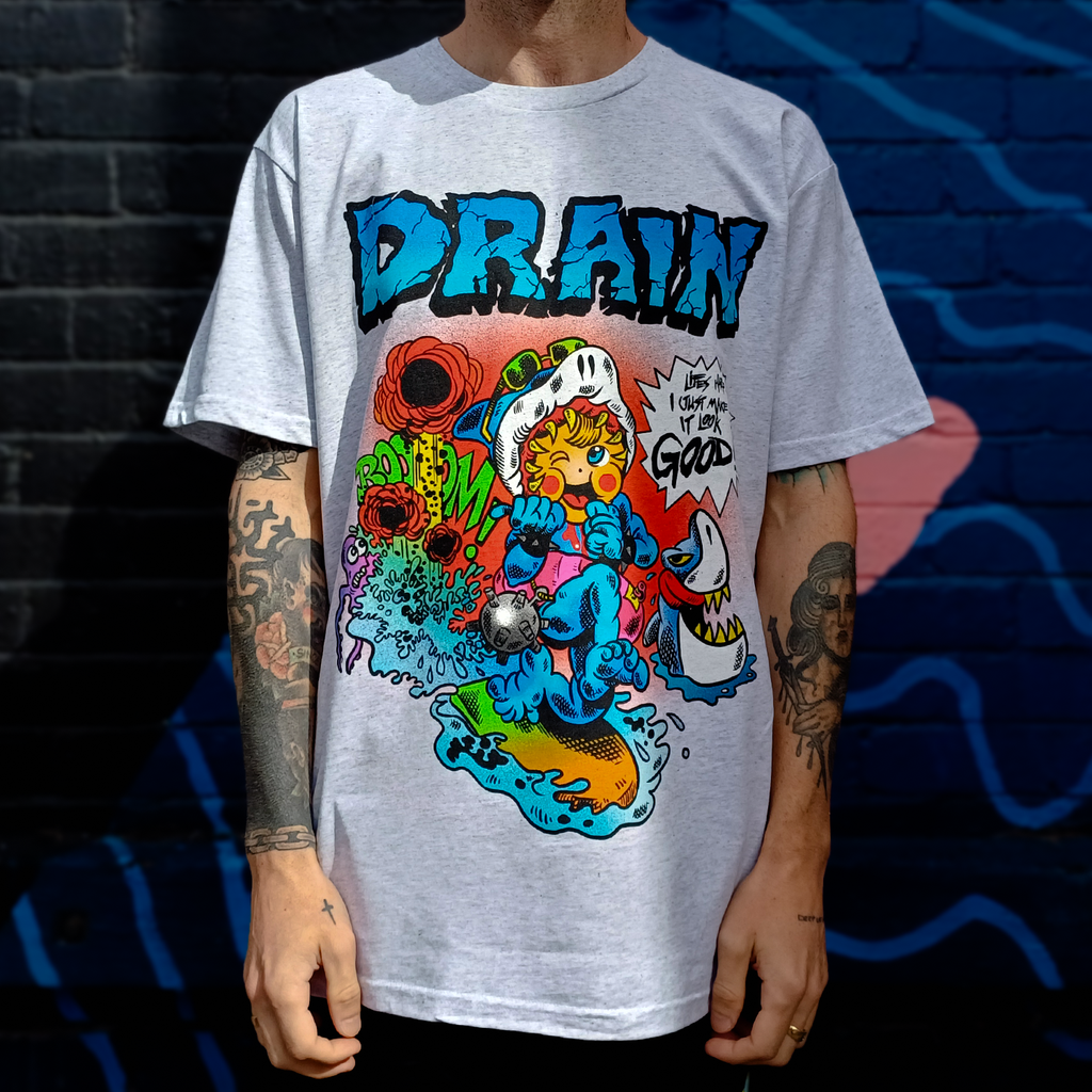 Drain - Comic Book T-Shirt (White Marle)