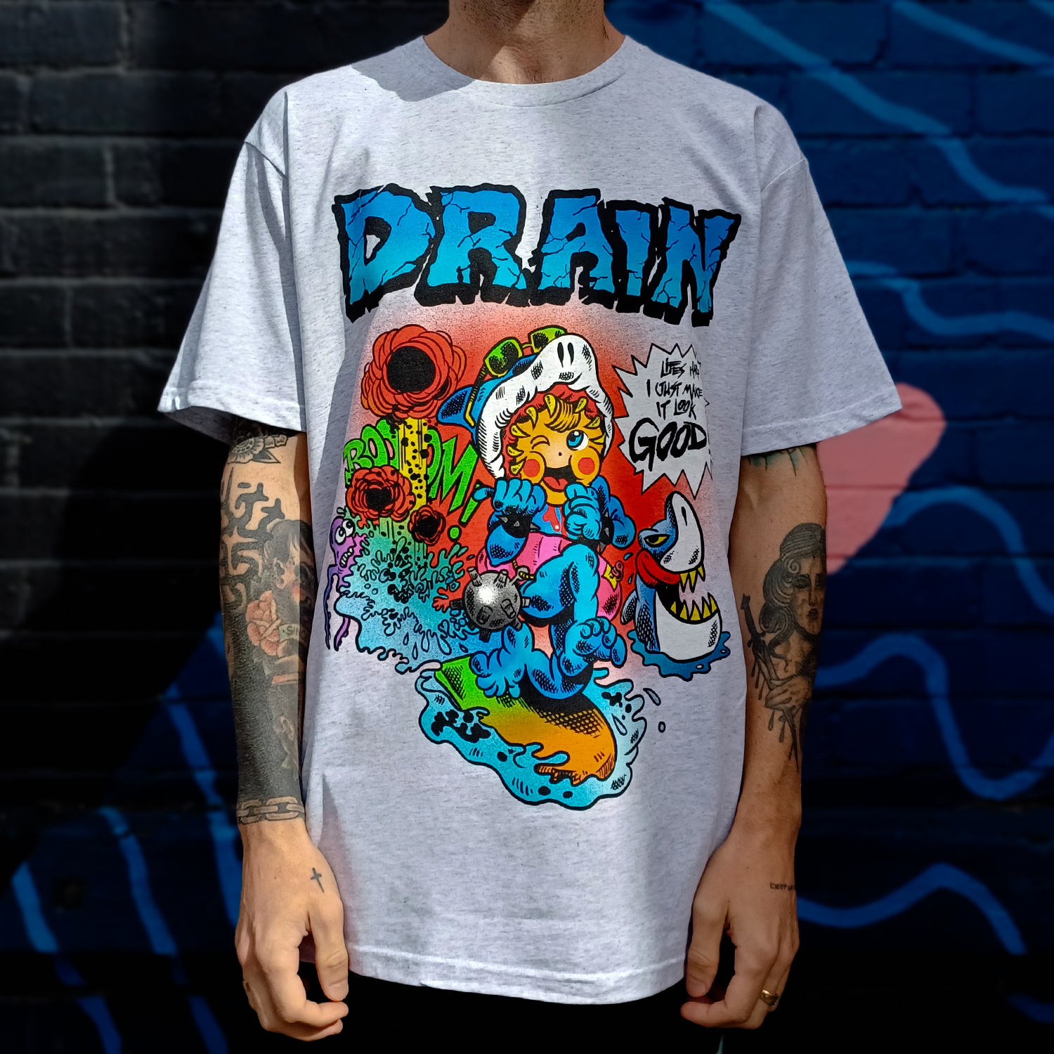 Drain - Comic Book T-Shirt (White Marle)