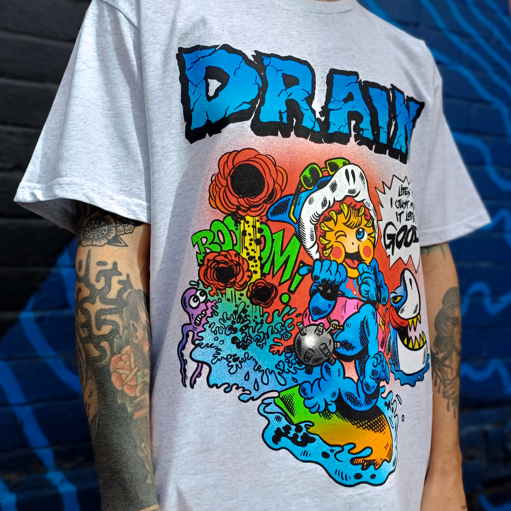 Drain - Comic Book T-Shirt (White Marle)