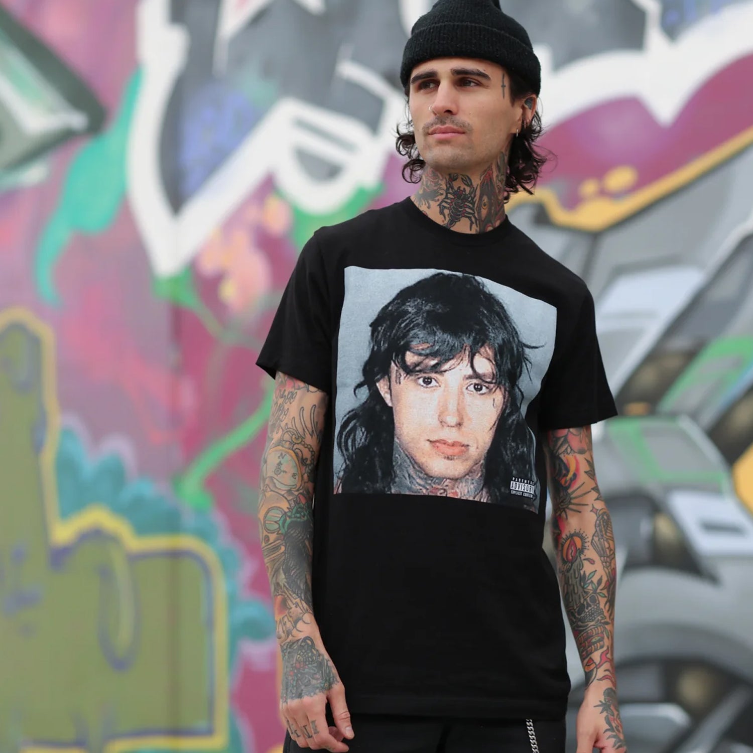 Falling In Reverse- Popular Monster Cover and Back Logo T-Shirt (Black)