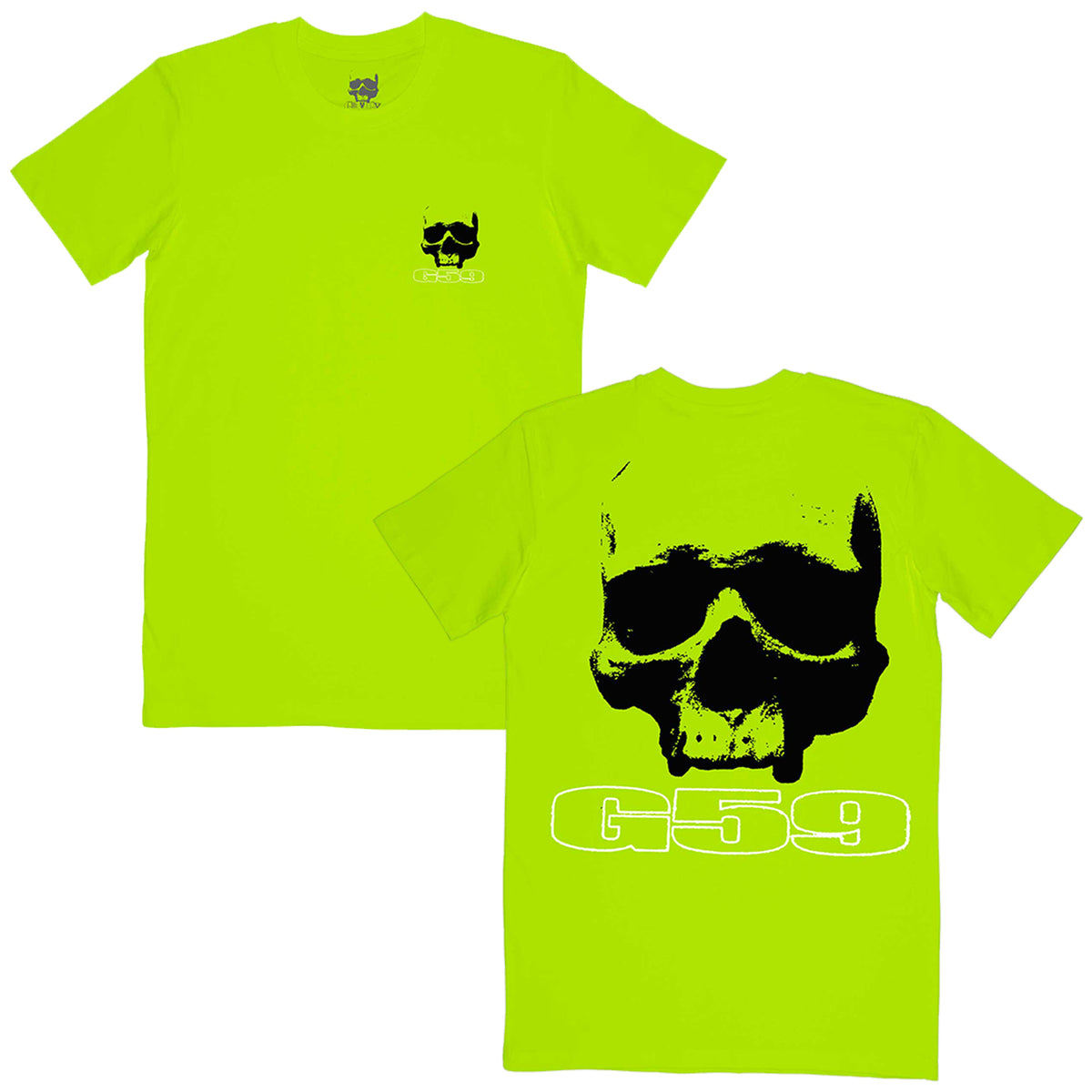 G59 Skull T Shirt Safety Green