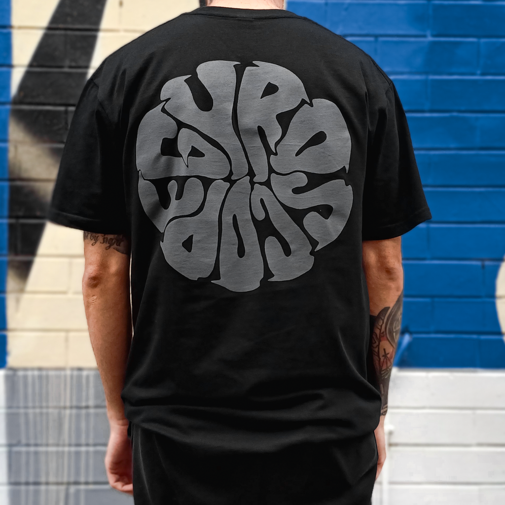 Gyroscope - Liquid Logo T-Shirt (Black w/ Charcoal)