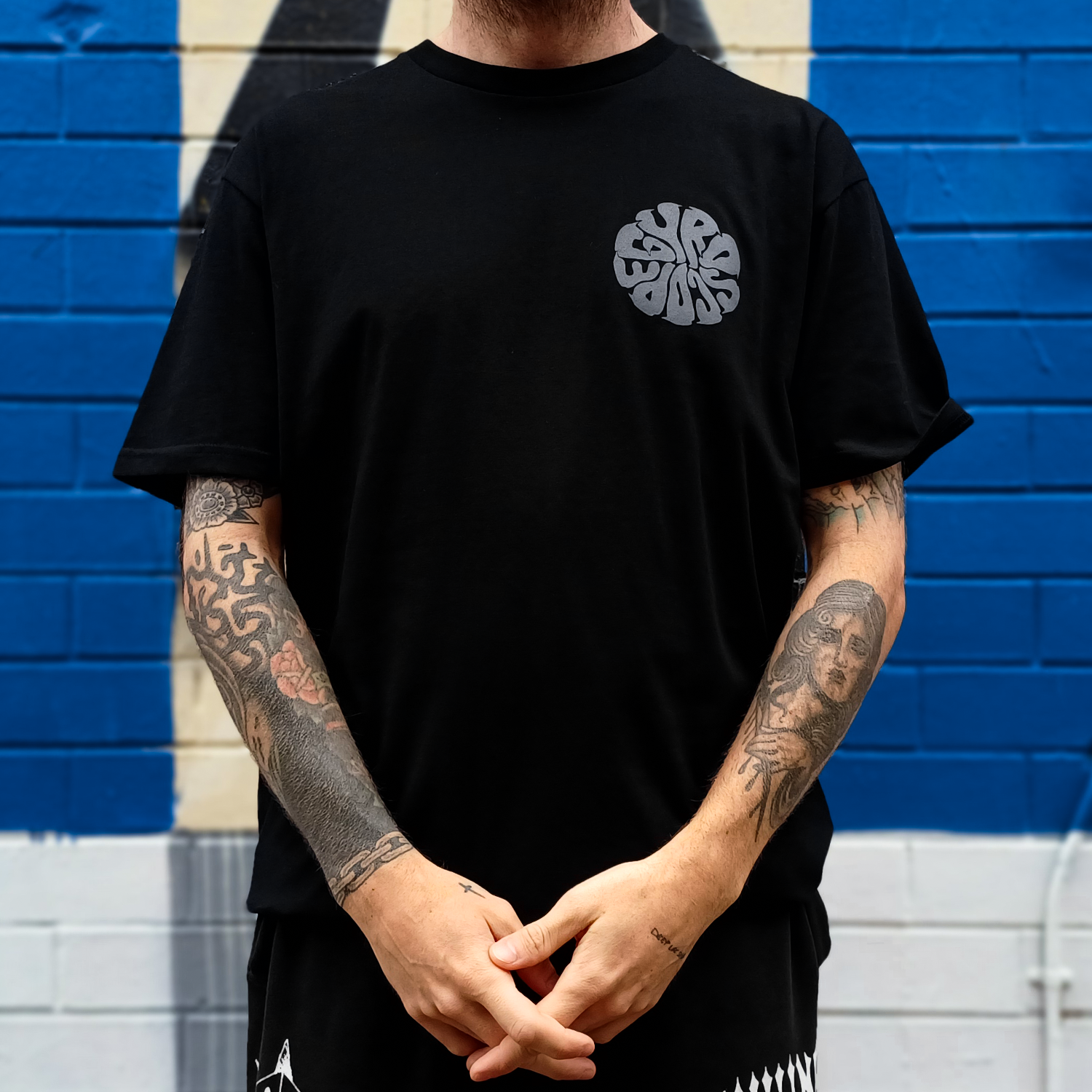 Gyroscope - Liquid Logo T-Shirt (Black w/ Charcoal)