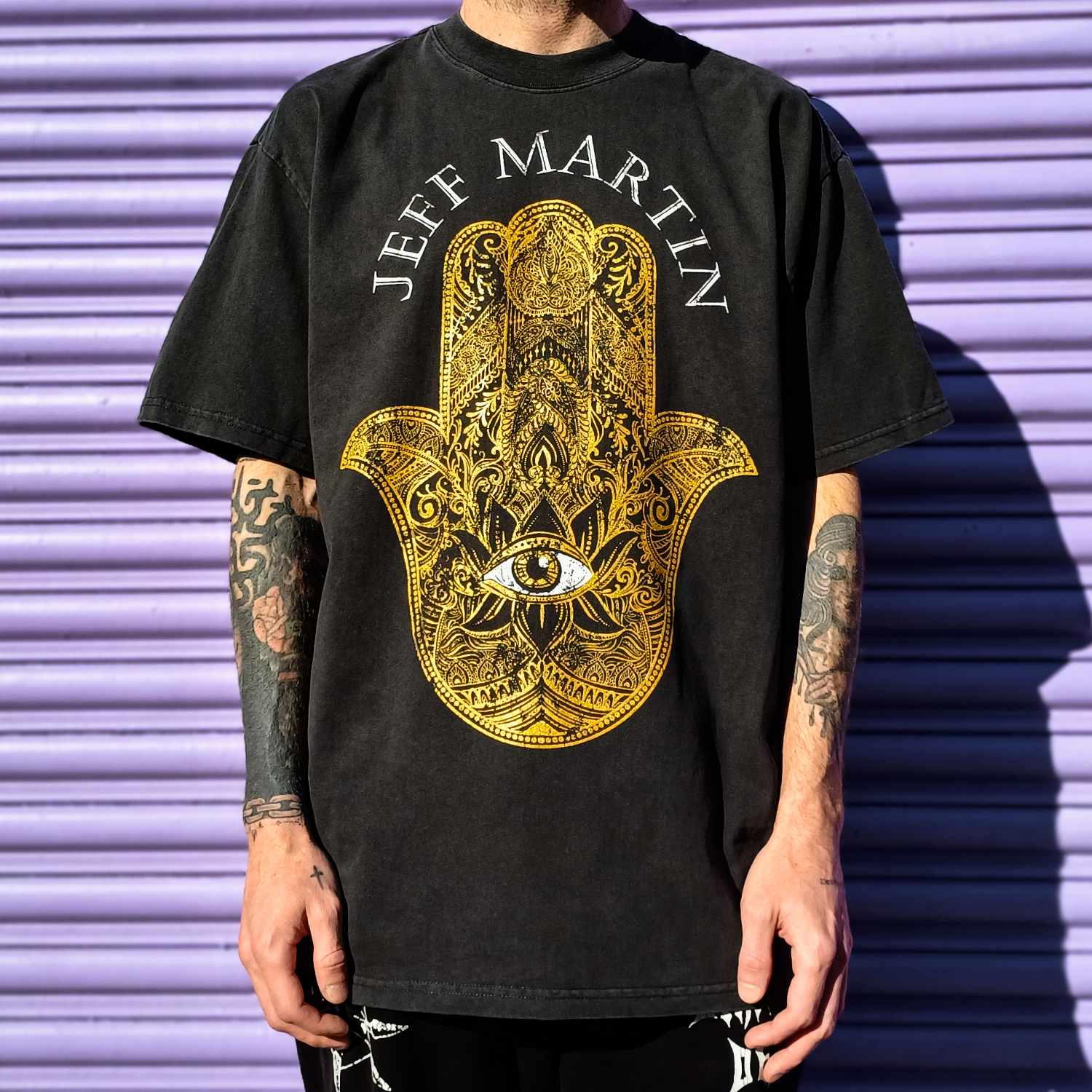 Jeff Martin - Distressed Fatima Hand Tee (Faded Coal)