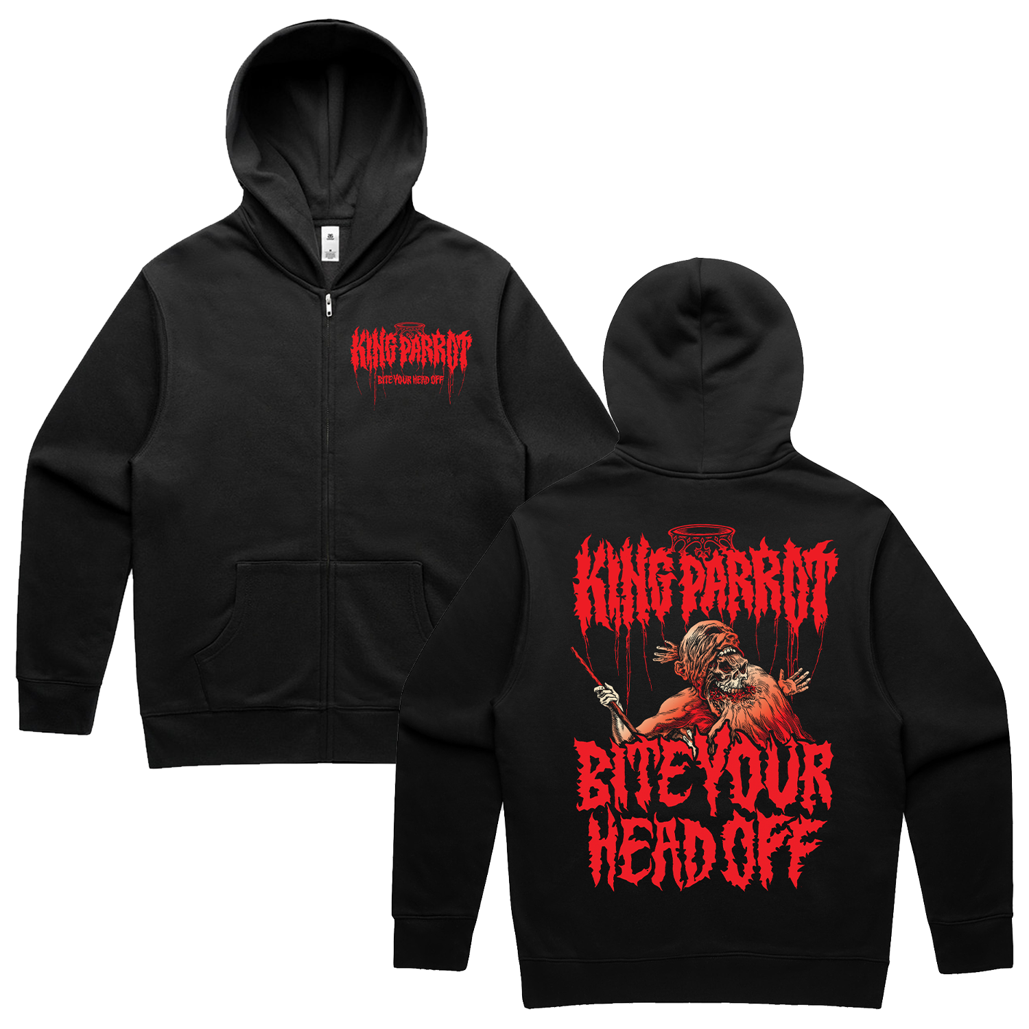 King Parrot - Bite Your Head Off (14th Anniv.) Zip Up Hoodie (Black)