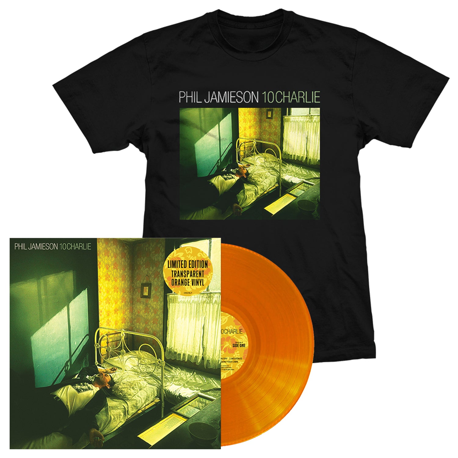 Phil Jamieson - 10Charlie LP (Translucent Orange Vinyl - Exclusive)) + T-Shirt Bundle #1