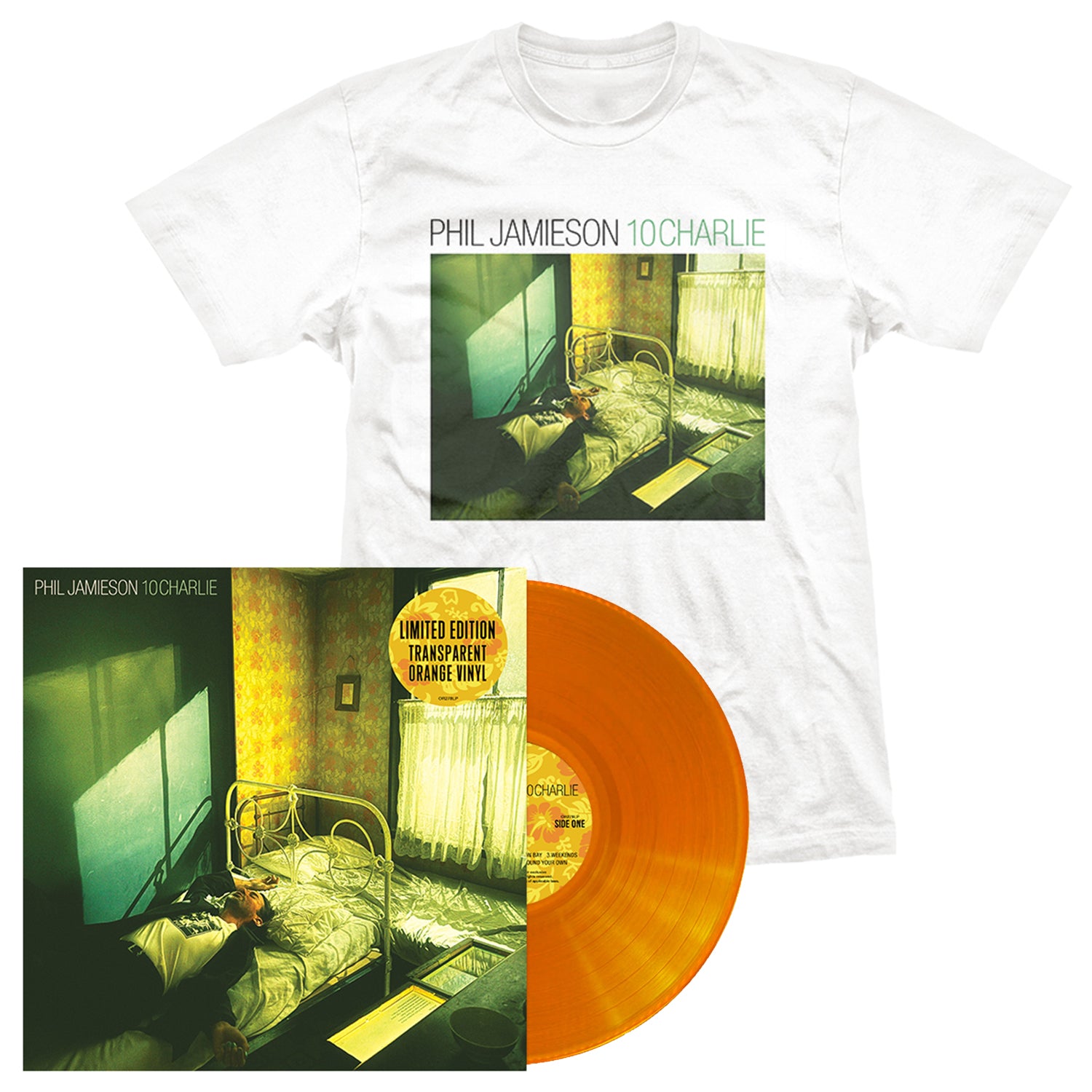 Phil Jamieson - 10Charlie LP (Translucent Orange Vinyl - Exclusive) + T-Shirt Bundle #2