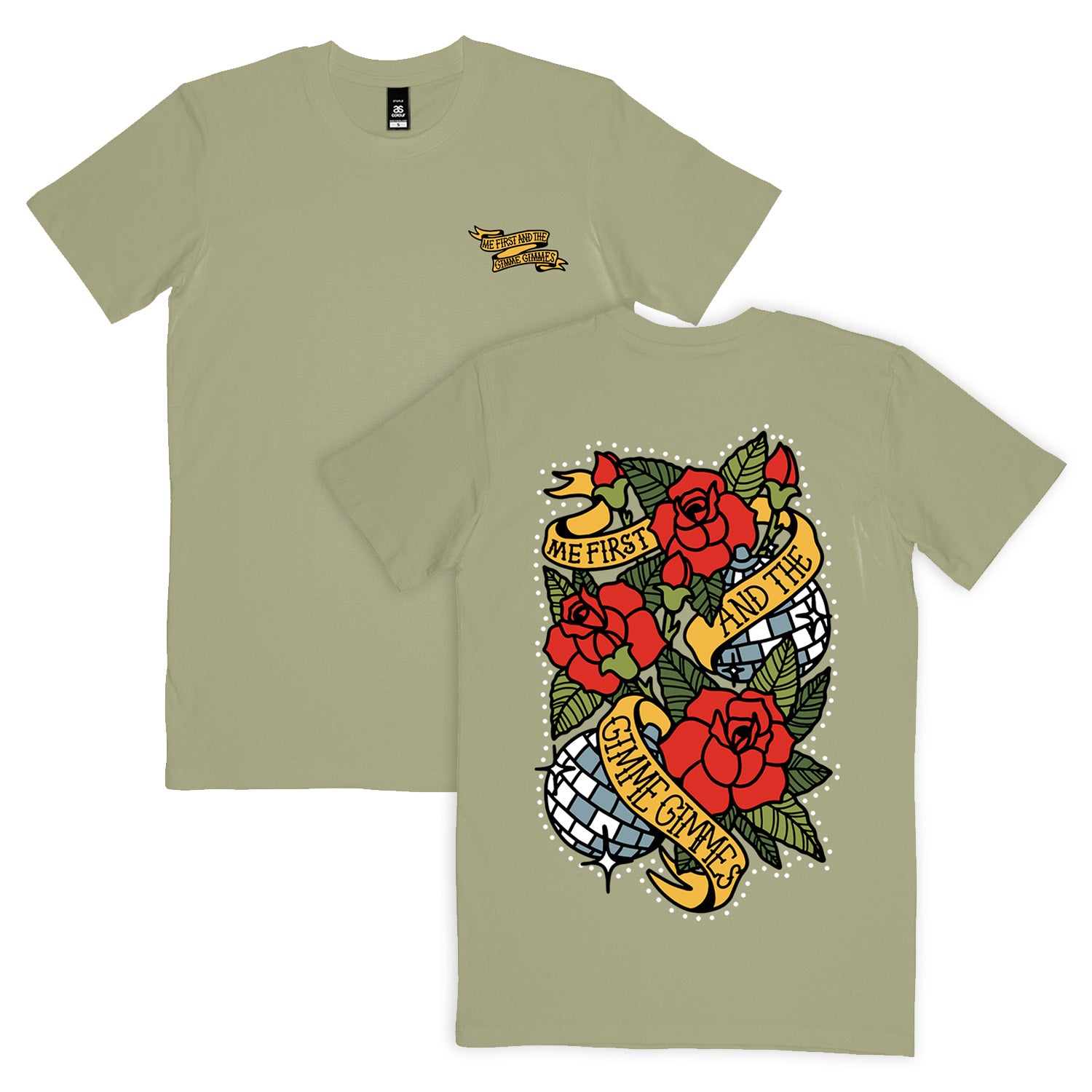 Me First and The Gimme Gimmes -Disco Rose T-Shirt (Pistachio)