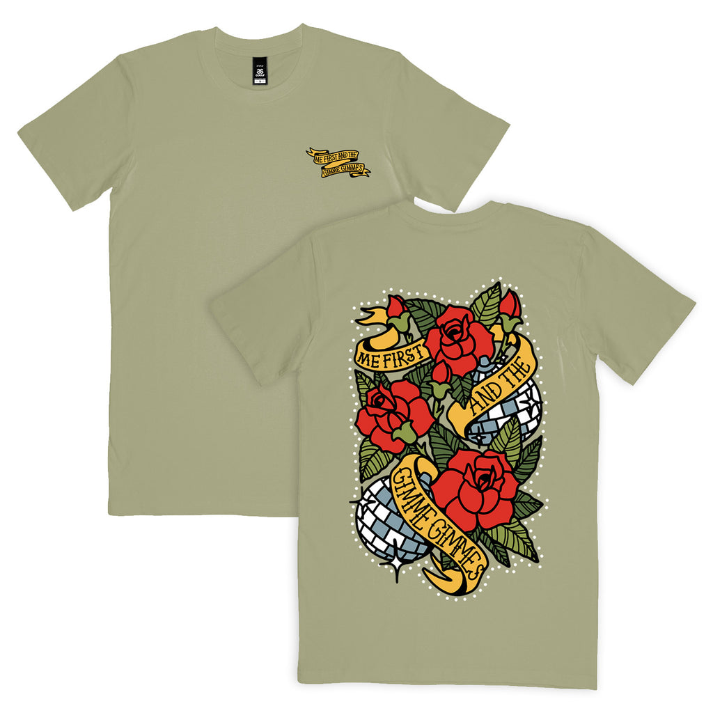 Me First and The Gimme Gimmes -Disco Rose T-Shirt (Pistachio)