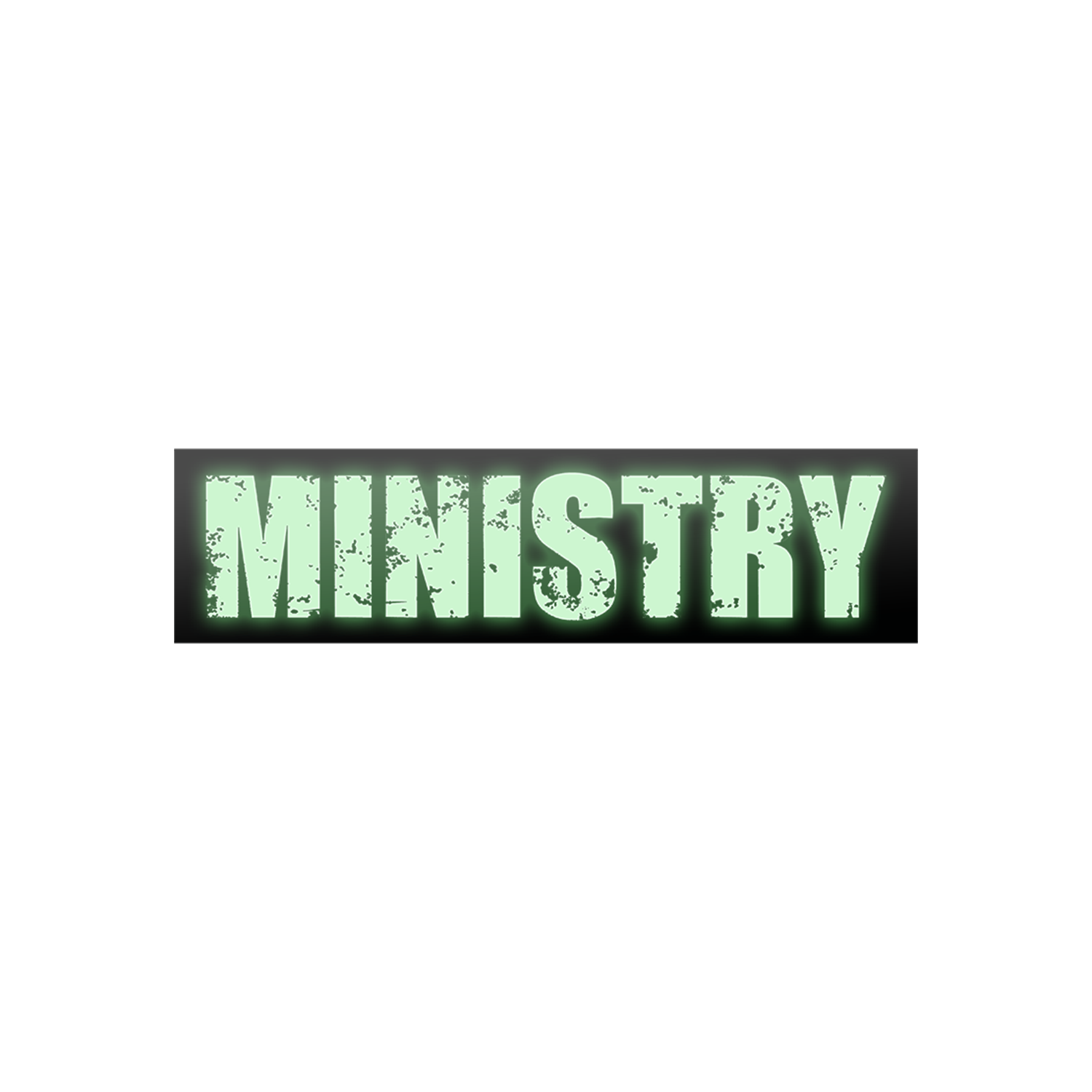 Ministry - Block Logo Glow In The Dark Bumper Sticker