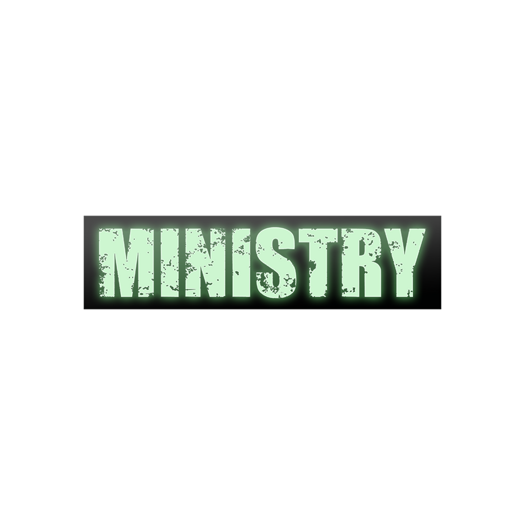 Ministry - Block Logo Glow In The Dark Bumper Sticker