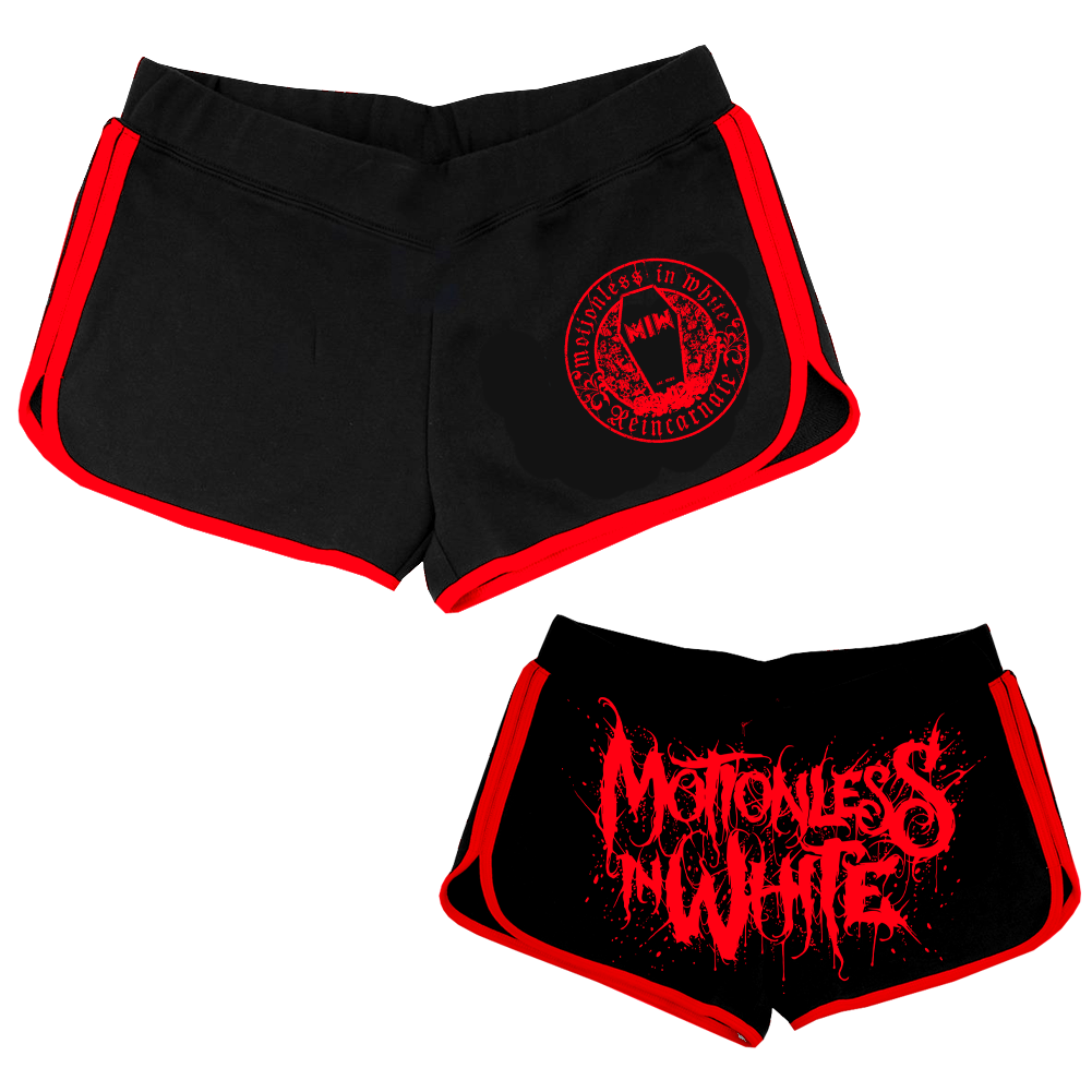 Motionless In White - Reincarnate Crest Booty Shorts (Black/Red)