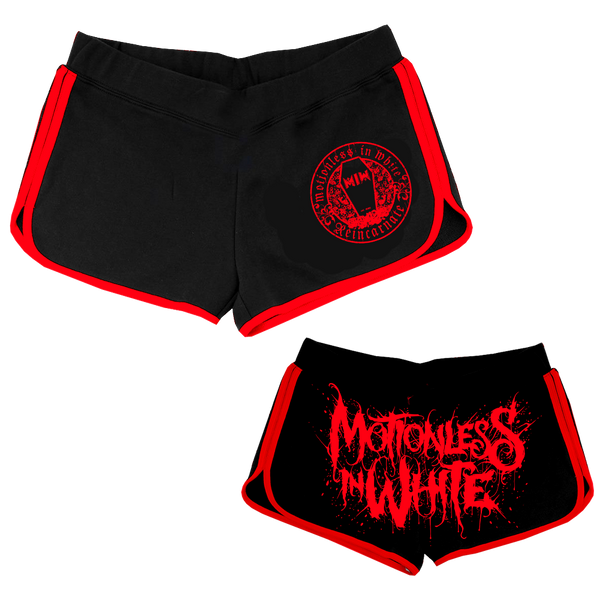 Motionless In White - Reincarnate Crest Booty Shorts (Black/Red)