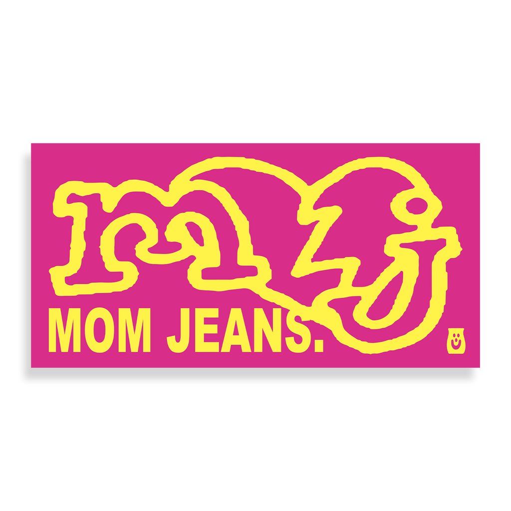 Mom Jeans - Mom Jeans Pink Yellow Heart Logo Sticker
