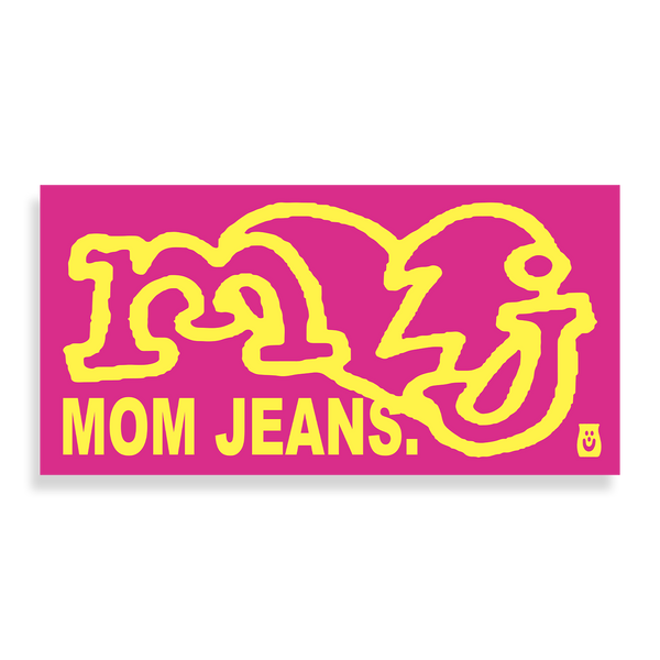 Mom Jeans - Mom Jeans Pink Yellow Heart Logo Sticker