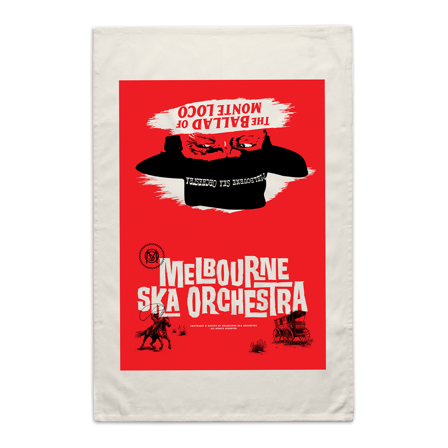 The Ballad of Monte Loco Tea Towel (White/Red)