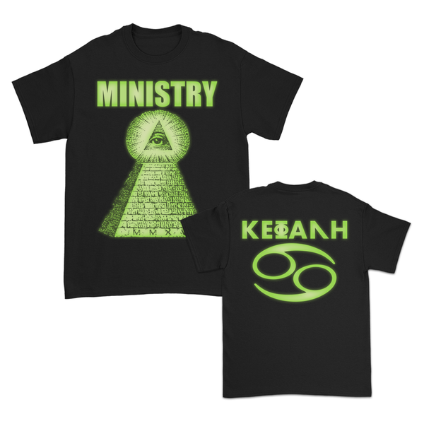 Ministry - Pyramid Glow-In-The-Dark T-Shirt (Black) - Limited Edition 