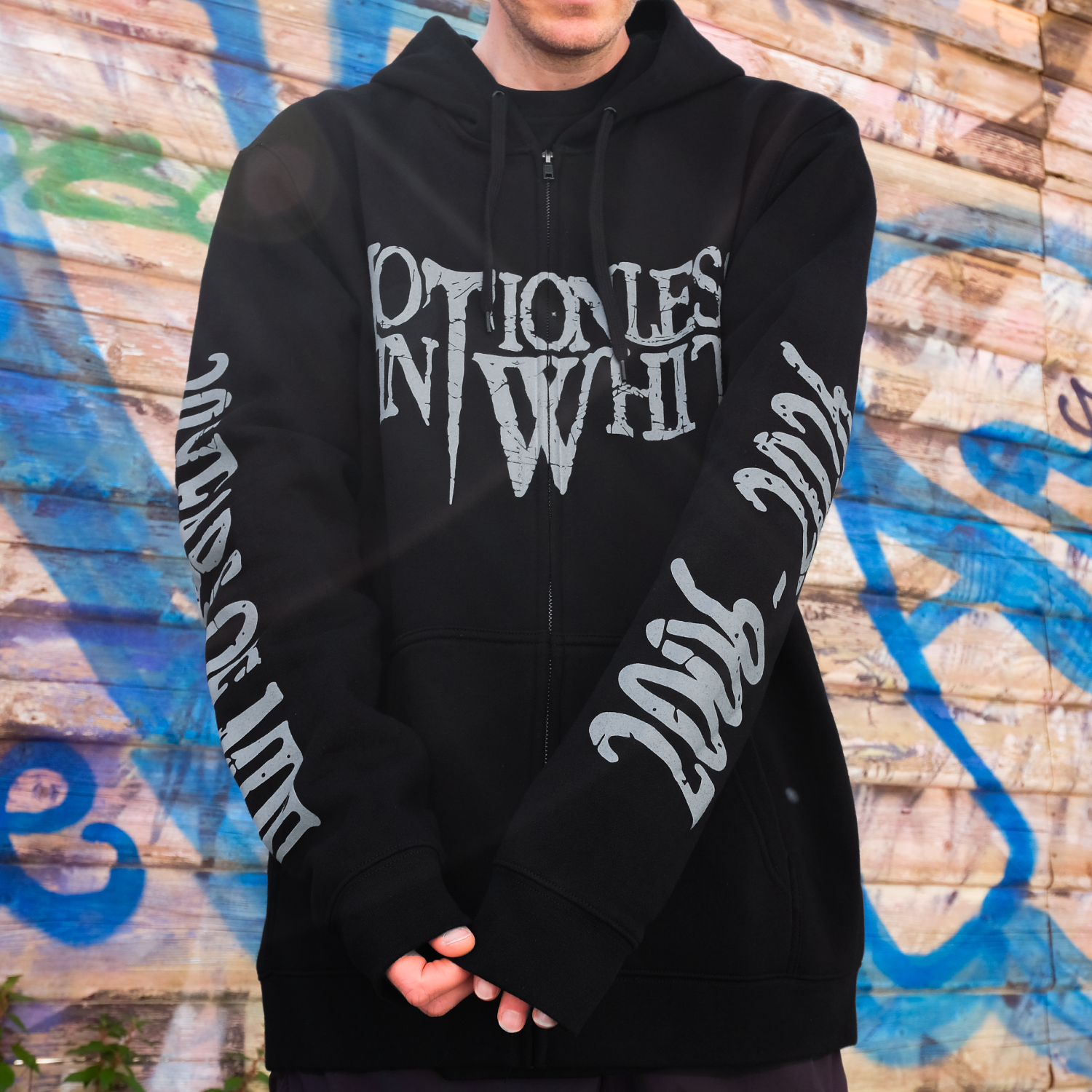 Motionless In White - Throwback Logo Zip Up Hoodie (Black)