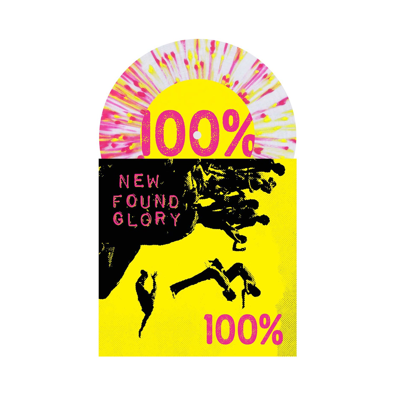 New Found Glory - 100% 7" Vinyl (Clear with Heavy Neon Pink &amp; Neon Yellow Splatter)