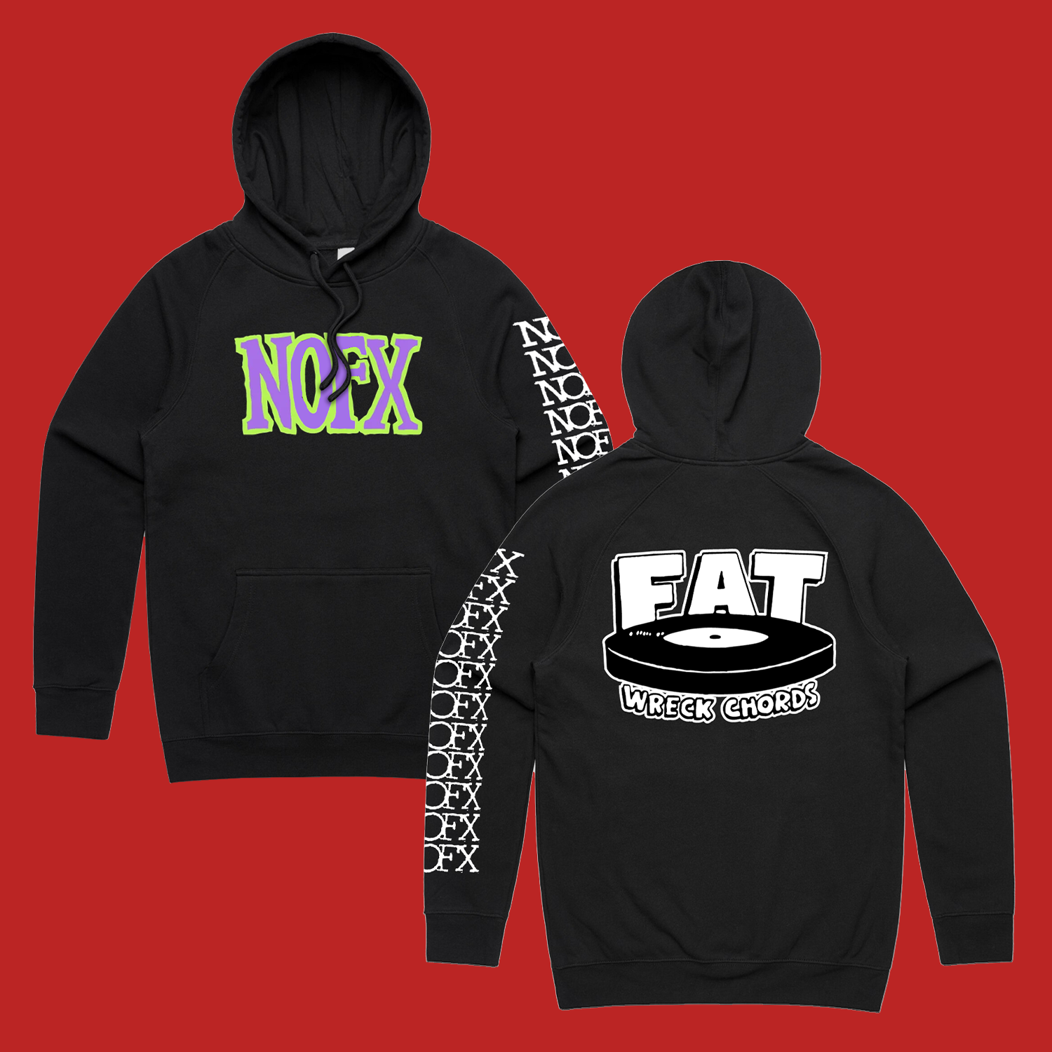 NOFX - Green/Purple Logo Pullover Hoodie (Black)