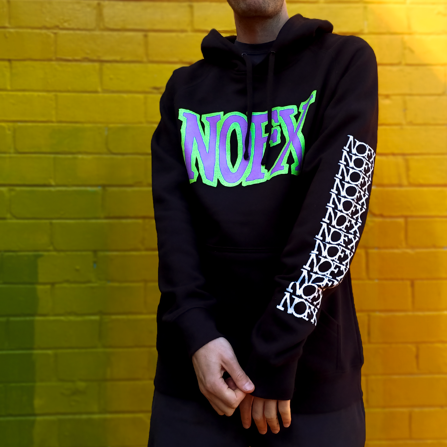 NOFX - Green/Purple Logo Pullover Hoodie (Black)
