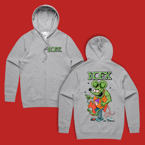 Rat Fink Zip Up Hoodie (Grey Marle) – Artist First