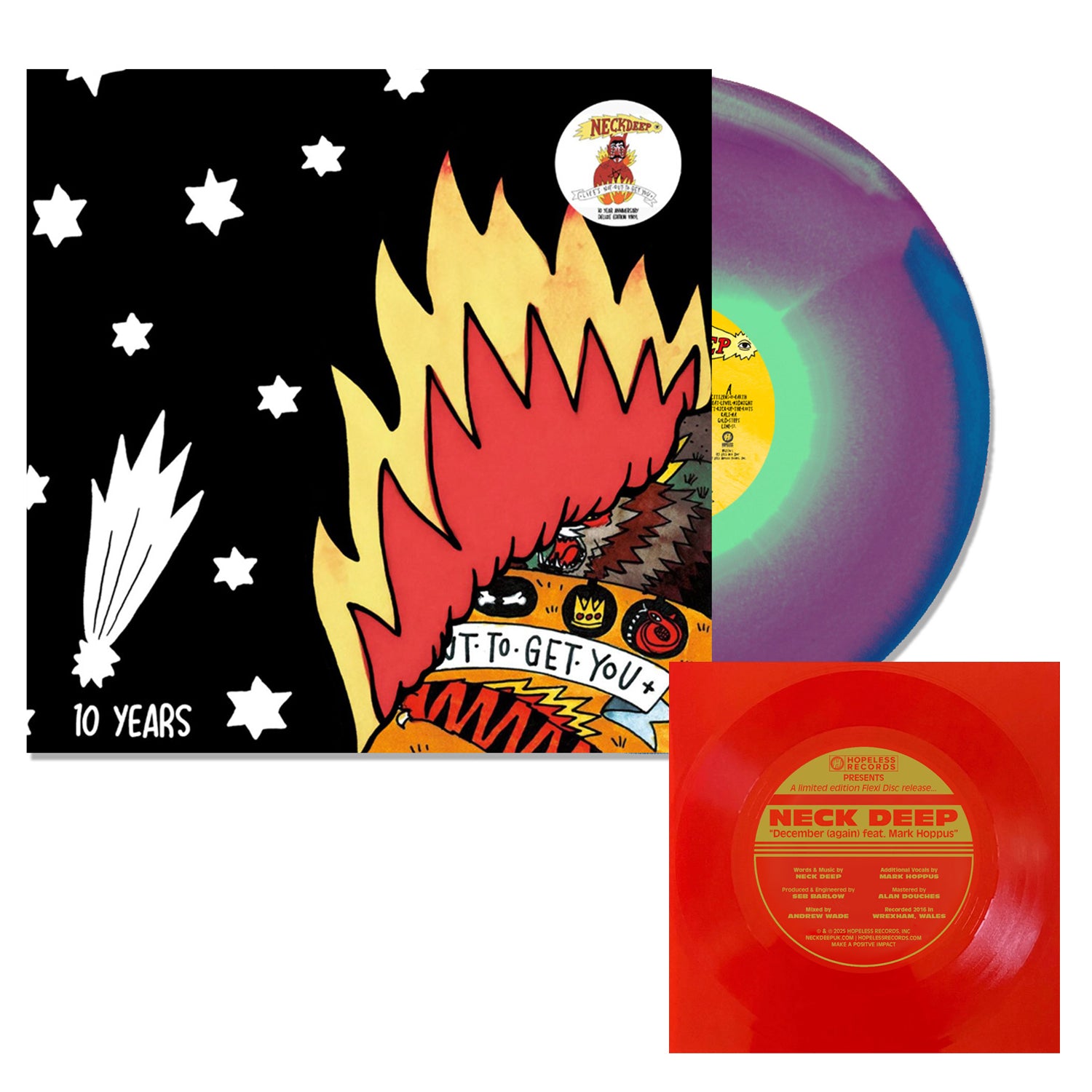 Neck Deep - Life's Not Out To Get You (10 Yr Anniversary Edition) LP (Green, Purple & Blue Swirl) w/ 7" (Flexi)