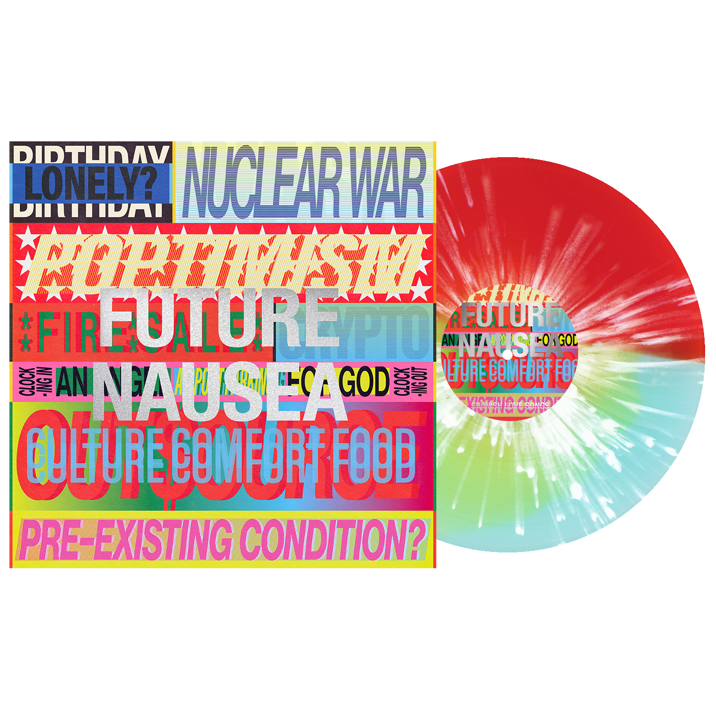 Spanish Love Songs - Future Nausea LP (Yellow in Half Red/Half Electric Blue w/ White Splatter Vinyl)
